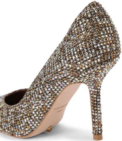 Kurt Geiger London Regent Crystal Embellished Houndstooth Print Stiletto Court Pumps - Beige - view 4