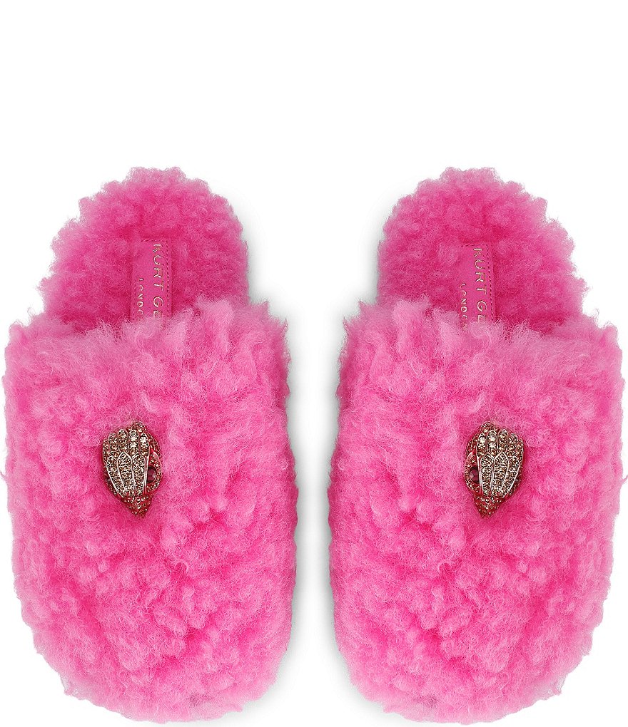 Kurt Geiger London Kensington Faux Shearling Logo Ornament Slippers - Pink - view 7