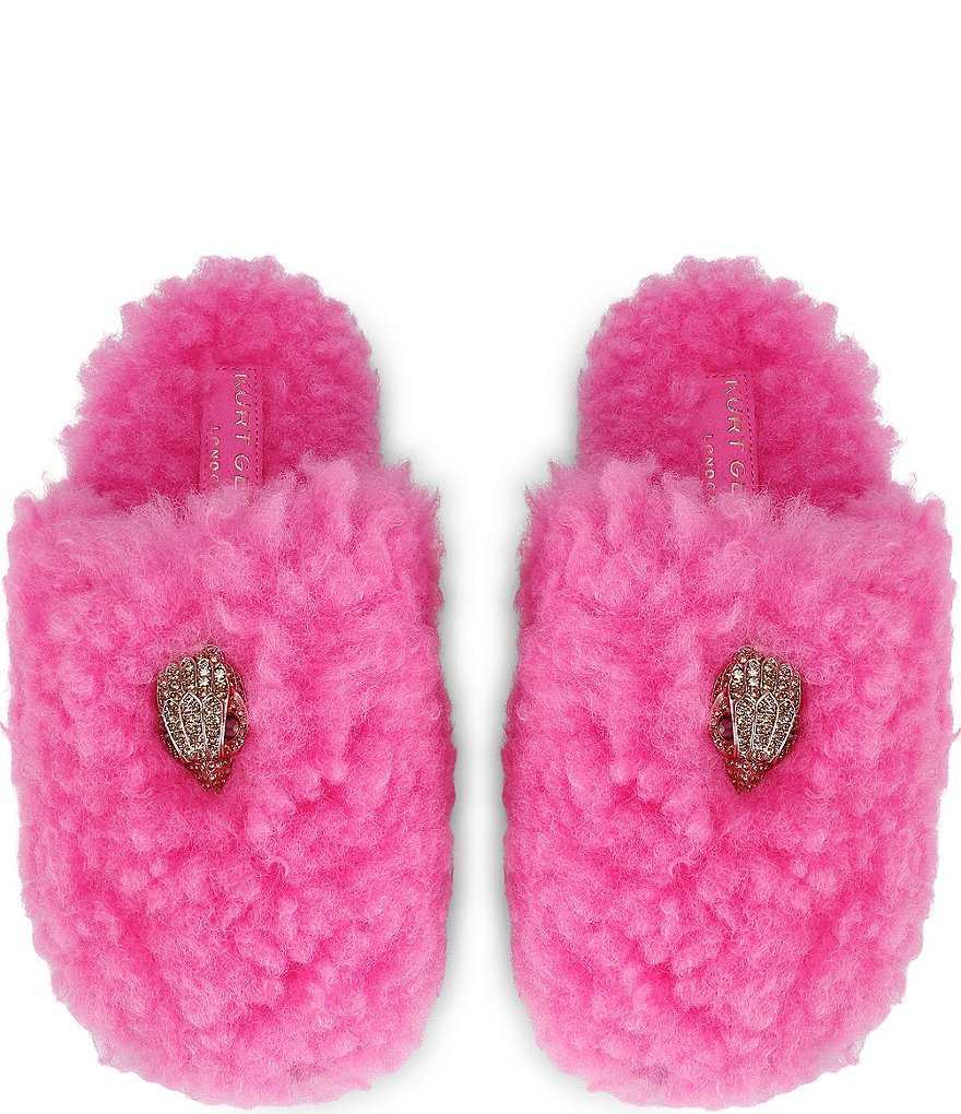 Kurt Geiger London Kensington Faux Shearling Logo Ornament Slippers - Pink - view 7