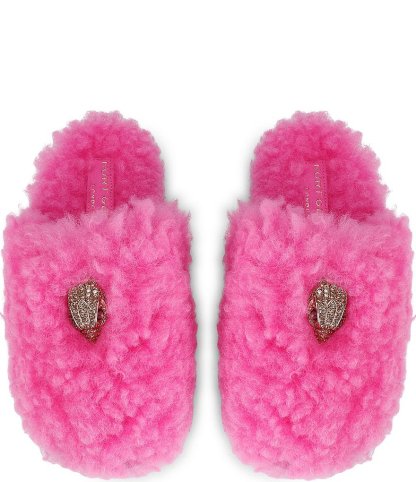 Kurt Geiger London Kensington Faux Shearling Logo Ornament Slippers - Pink - view 7