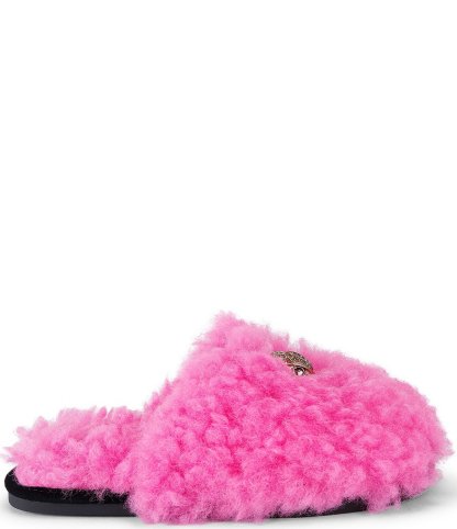 Kurt Geiger London Kensington Faux Shearling Logo Ornament Slippers - Pink - view 6