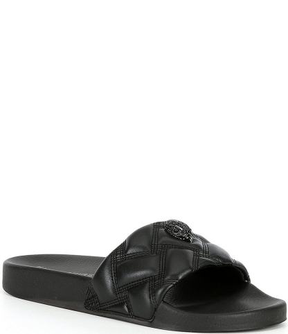 Kurt Geiger London Women's Meena Quilted Drenched Logo Ornament Pool Slide Sandals - Black/Black - view 1