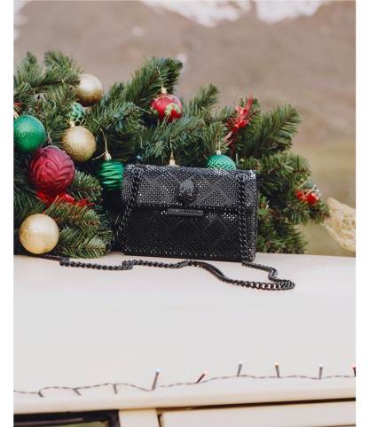 Kurt Geiger London Mini Kensington Monochromatic Rhinestone Crossbody Bag - Black - view 7