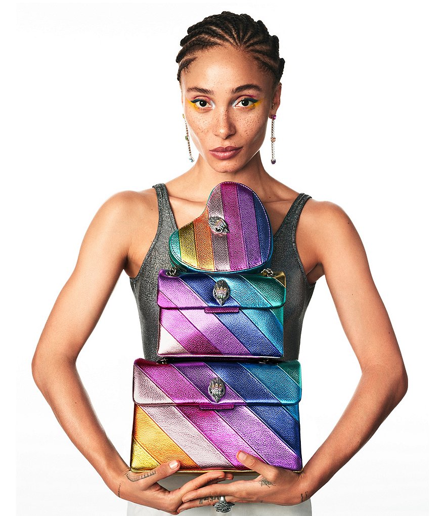 Kurt Geiger London Mini Kensington Metallic Rainbow Striped Crossbody Bag - Multi - view 6