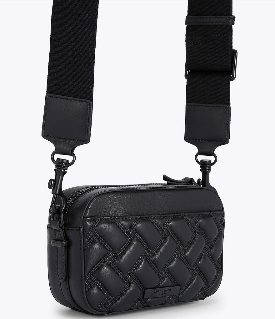 Kurt Geiger London Kensington Drench Black Quilted Leather Small Camera Crossbody Bag - Black - view 3