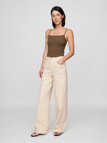 High Rise Stride Wide-Leg Jeans - Beach pebble