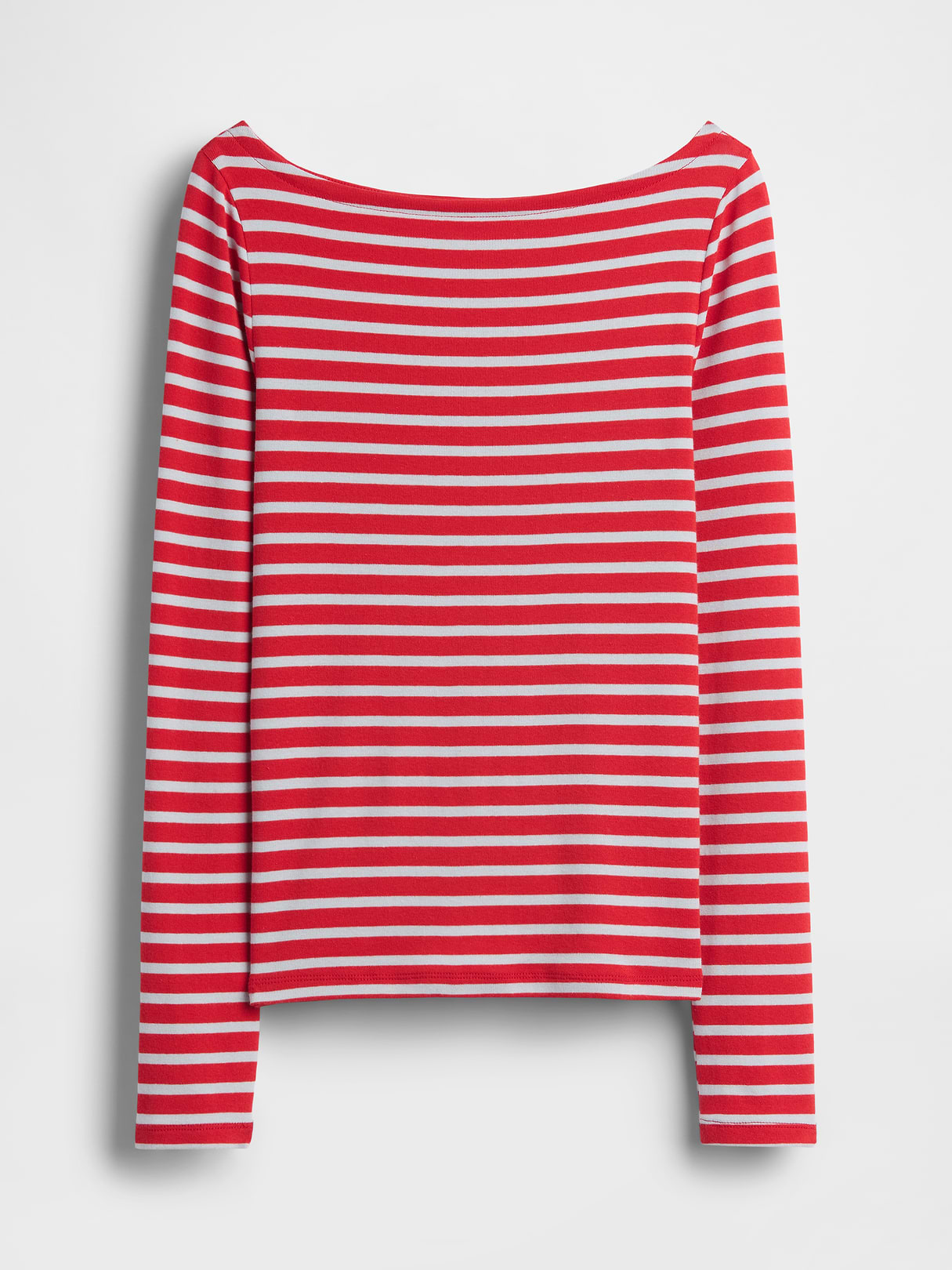 Modern Boatneck T-Shirt - Red & light blue stripe