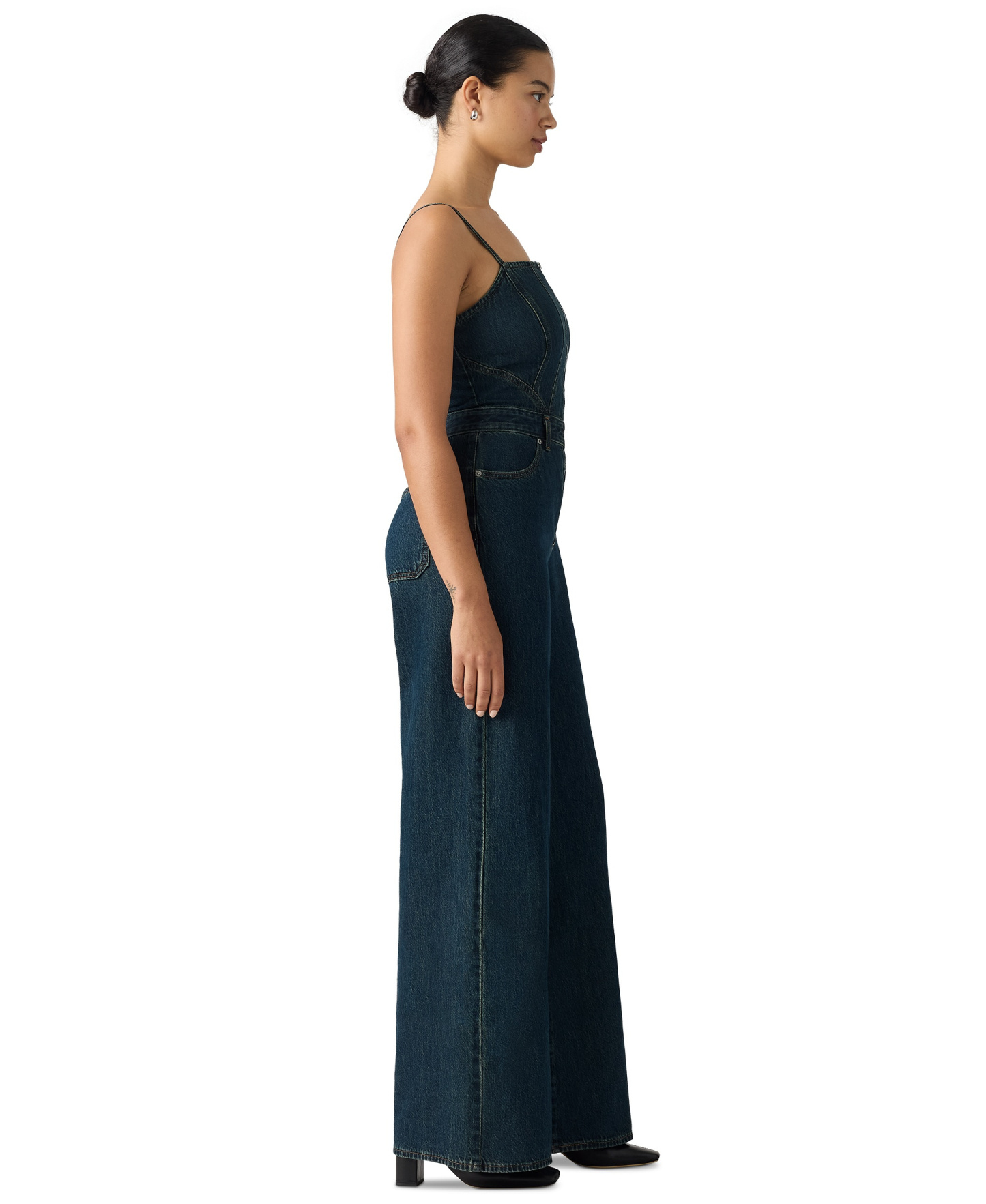 Levi's Premium Women's Seamed Wide-Leg Denim Jumpsuit - Cash Out Stone