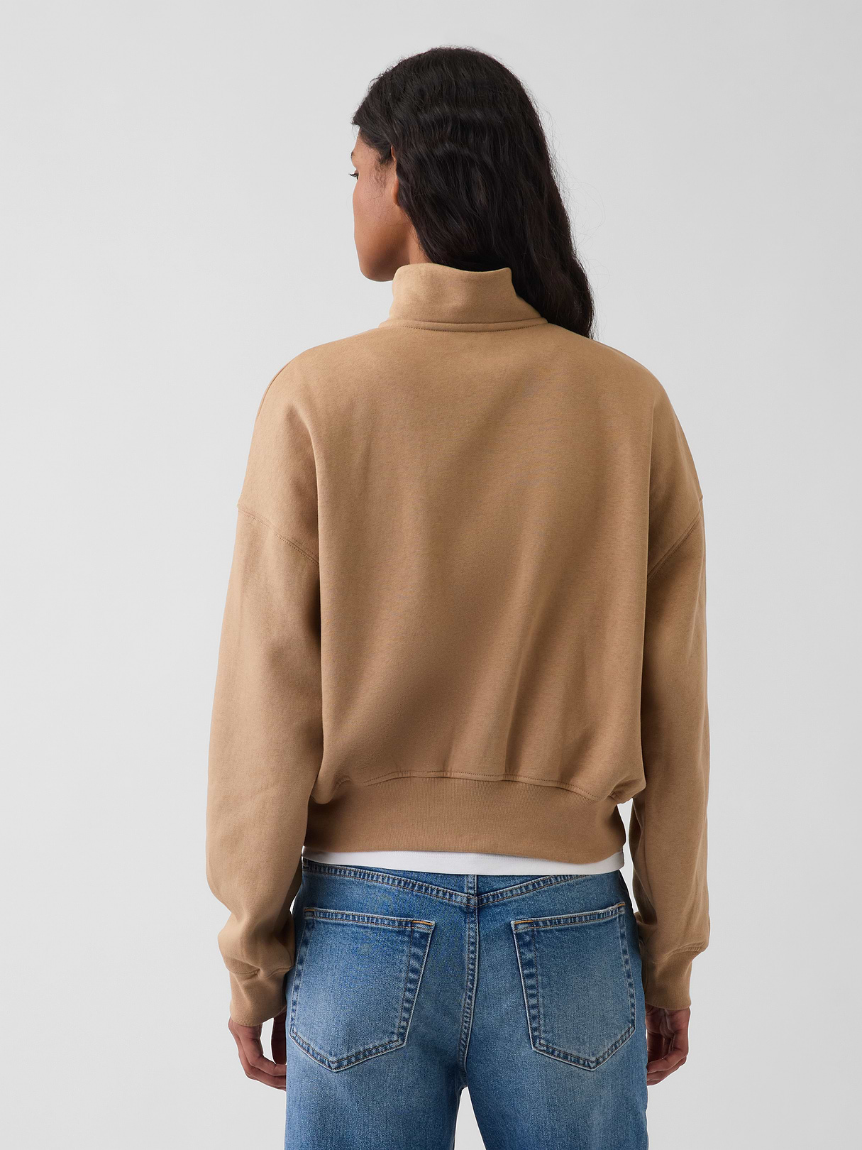 VintageSoft Oversized Half-Zip Wedge Pullover - Camel tan