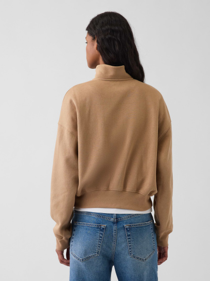 VintageSoft Oversized Half-Zip Wedge Pullover - Camel tan