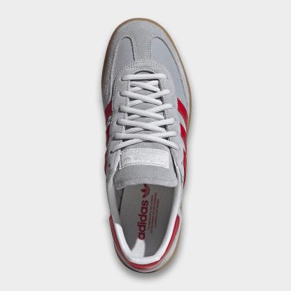 Men's adidas Originals Handball Spezial Casual Shoes - Part 3 - Halo Silver/Team Victory Red/Gum - Top view