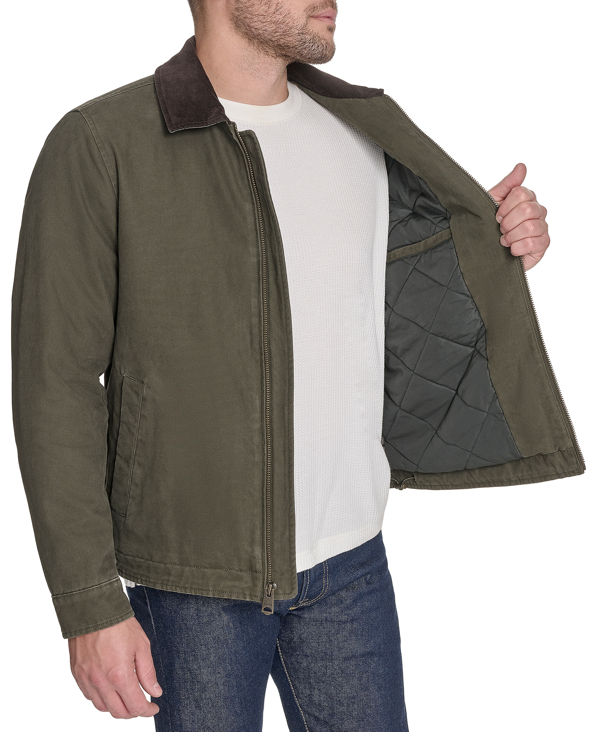 Levi's Men's Cotton Canvas Zip-Front Depot Jacket - Olive