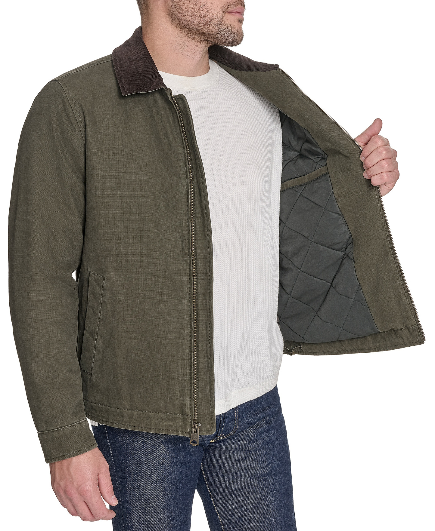 Levi's Men's Cotton Canvas Zip-Front Depot Jacket - Olive