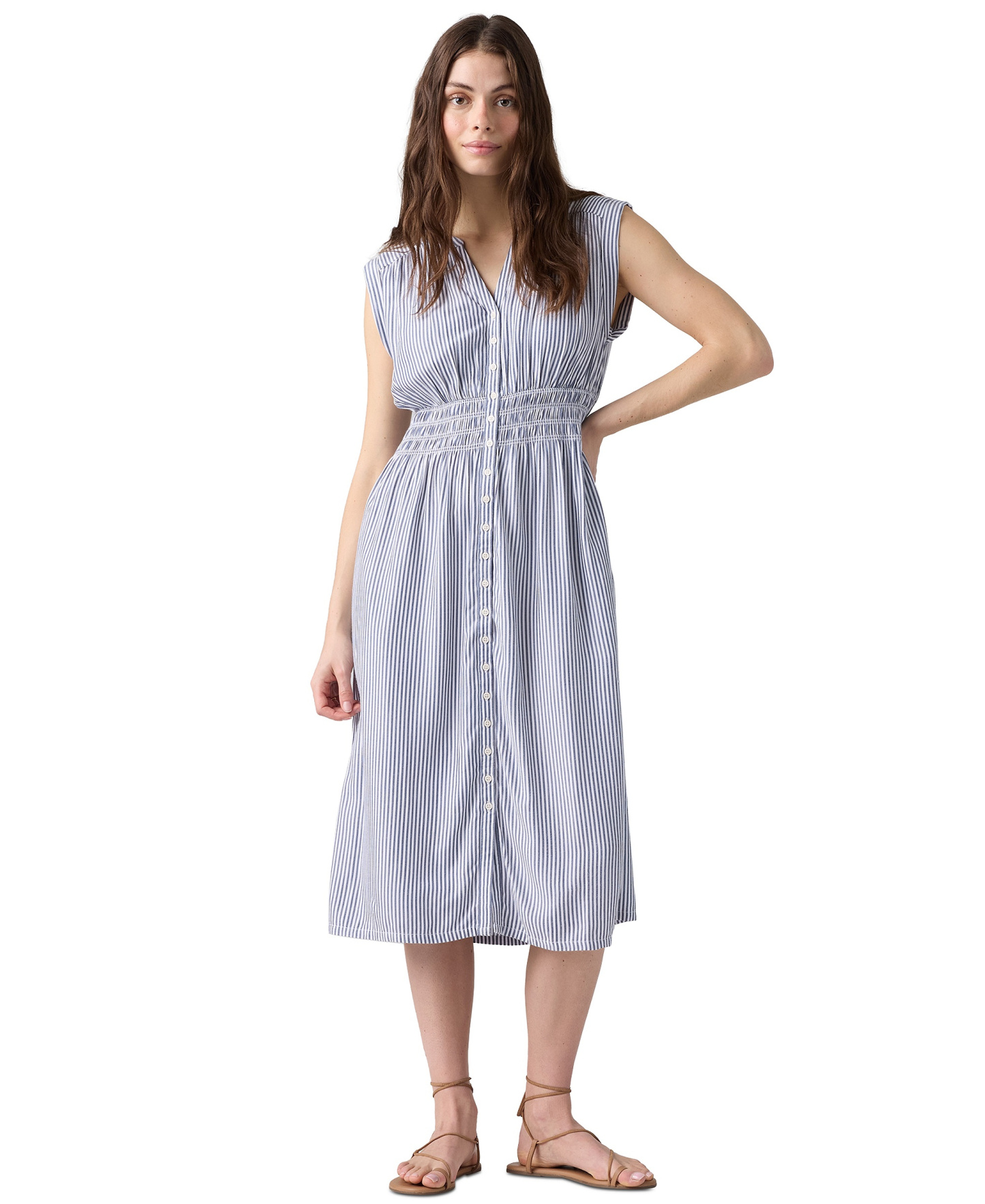 Levi's Women's Beatrice Button-Front Midi Dress - Hadley Stripe D49349
