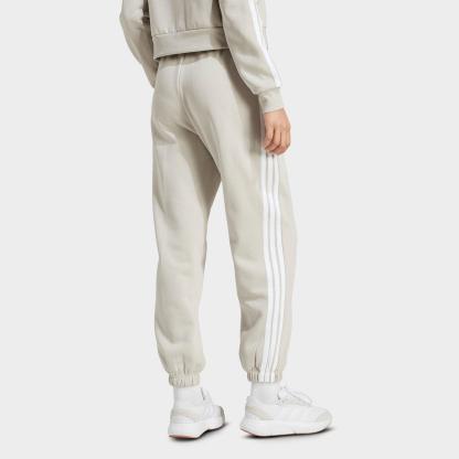 Women's adidas Essentials 3-Stripes Fleece Loose Pants - Beige/White