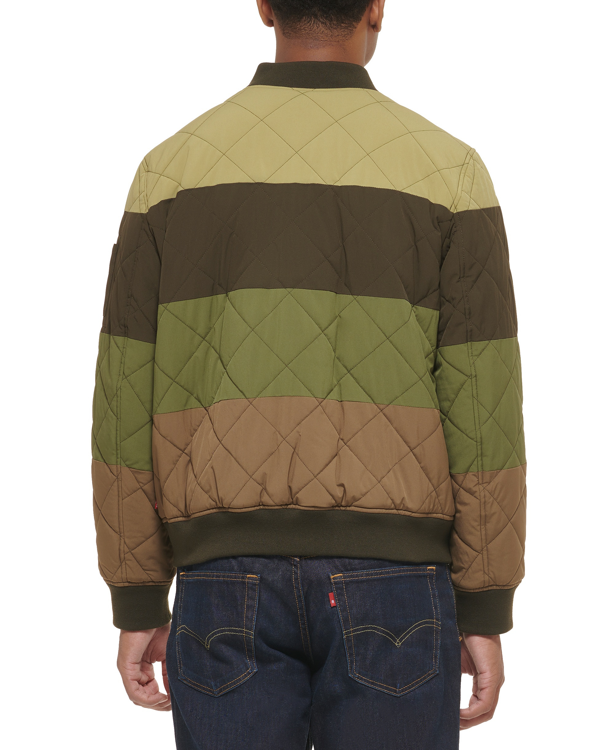 Levi's Men's Quilted Fashion Bomber Jacket - Olive/brown Combo