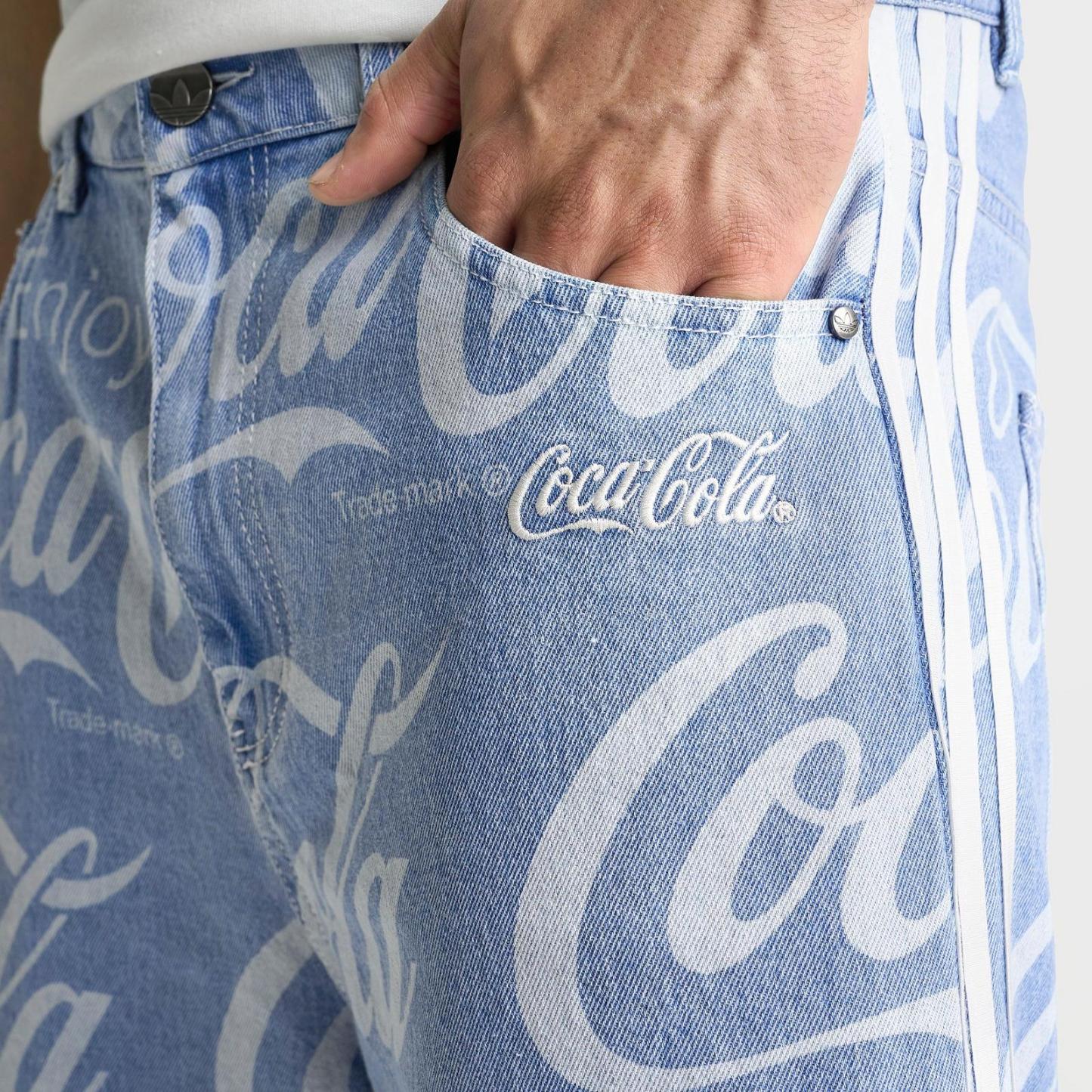 Men's adidas Originals x Coca-Cola Loose Denim Shorts - Indigo Denim - view 5