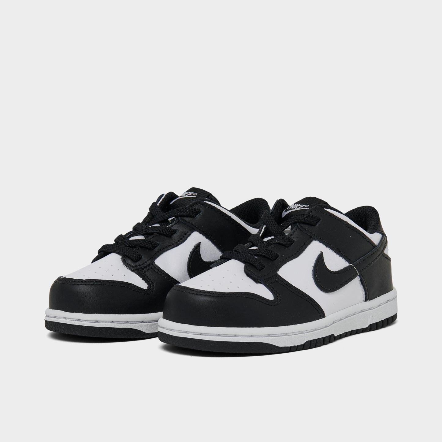 Kids' Toddler Nithtke Dunk Low Casual Shoes - White/Black/White - Both shoes facing left