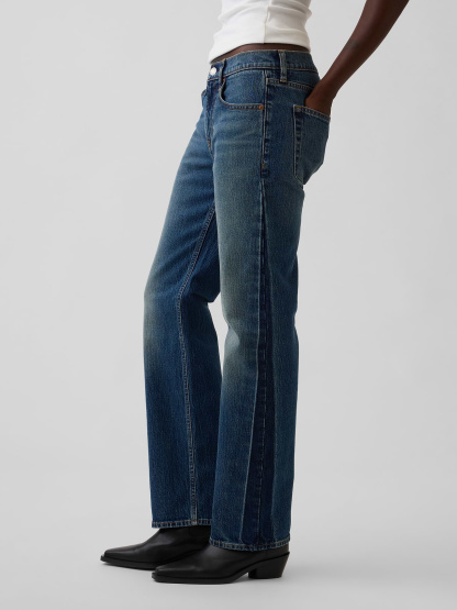 Mid Rise Relaxed Straight Jeans - Dark wash indigo