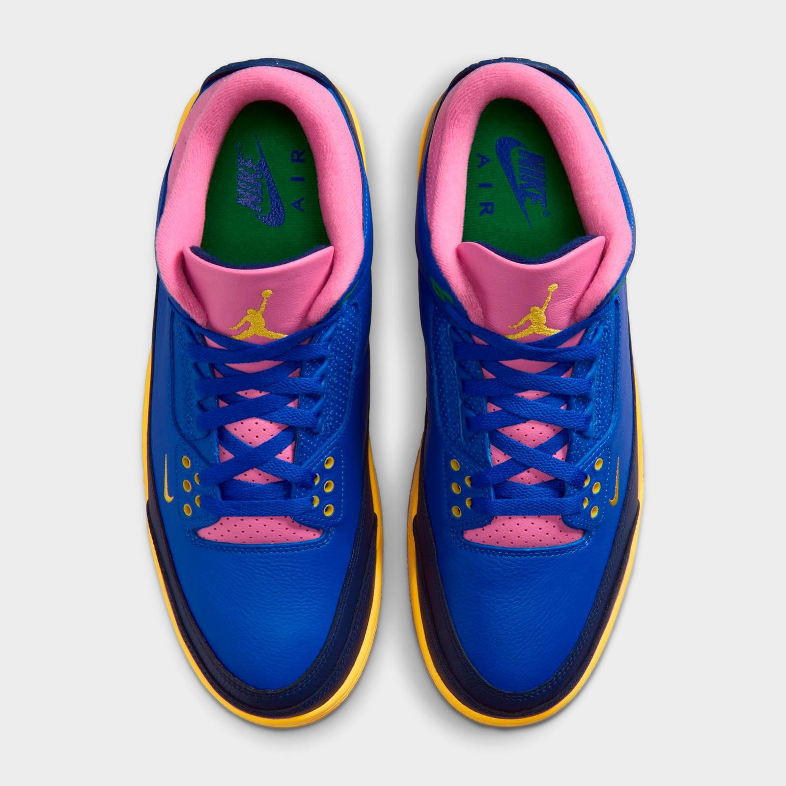 Air Jordan Retro 3 Basketball Shoes - Racer Blue/Lucky Green/Blue Void/Varsity Maize - view 5