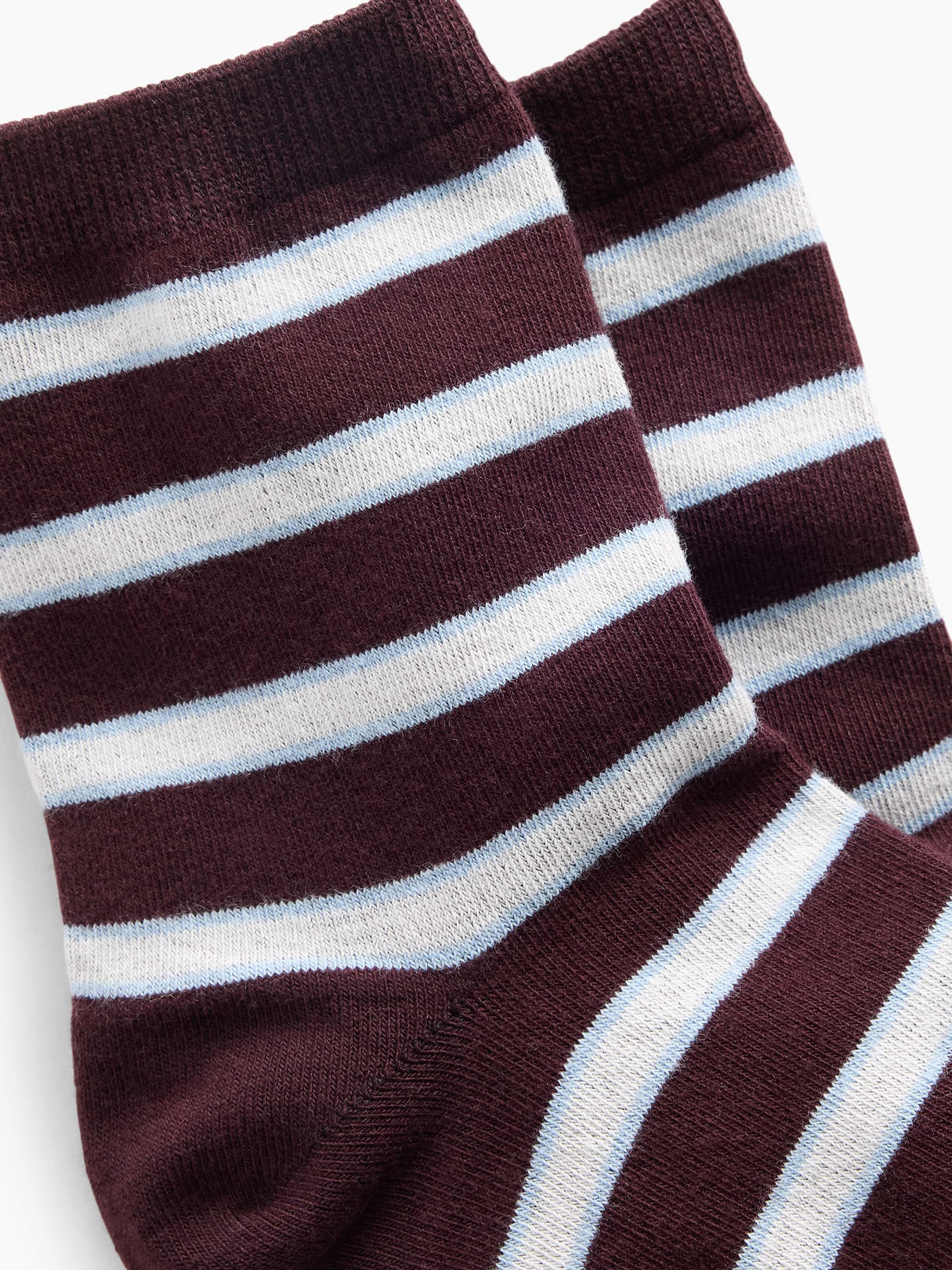 Stripe Half Crew Socks - Burgundy stripe