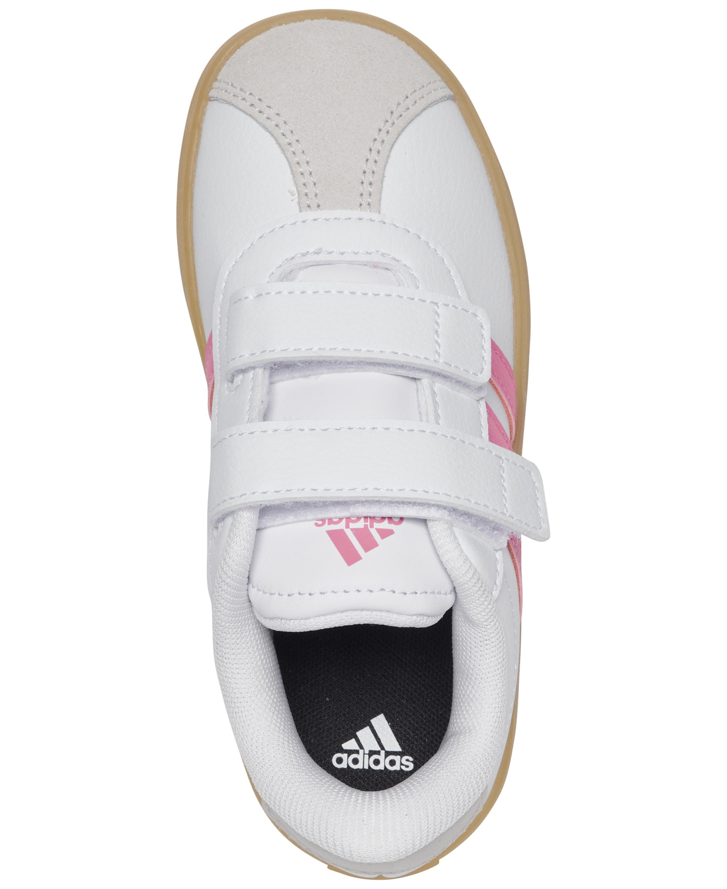 adidas Toddler Girls VL Court 3.0 Fastening Strap Casual Sneakers from Finish Line - White/pink