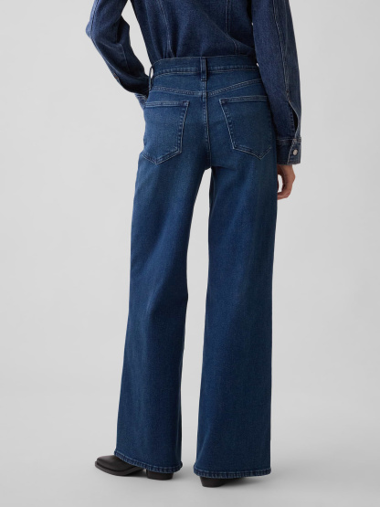 High Rise Stride Wide-Leg Jeans - Medium wash