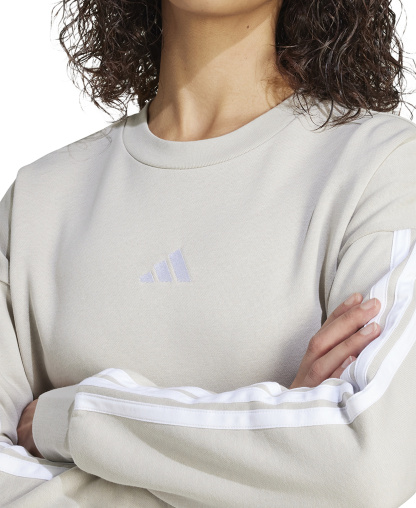 adidas Women's Essentials 3-Stripes Fleece Crew Neck Sweatshirt - Wonder Alumina