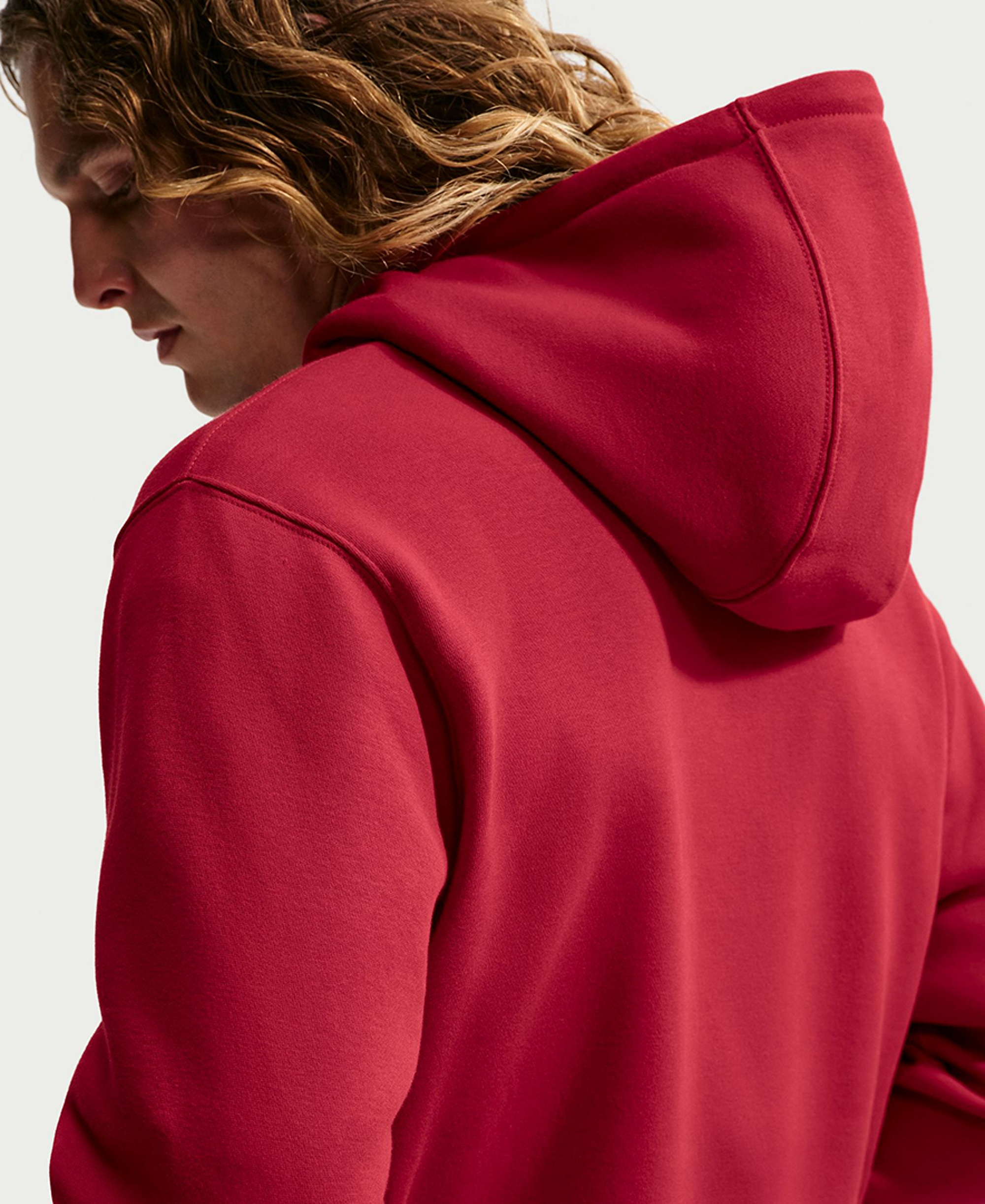 Nike Men's Club Pullover Fleece Hoodie Logo - Tough Red/White
