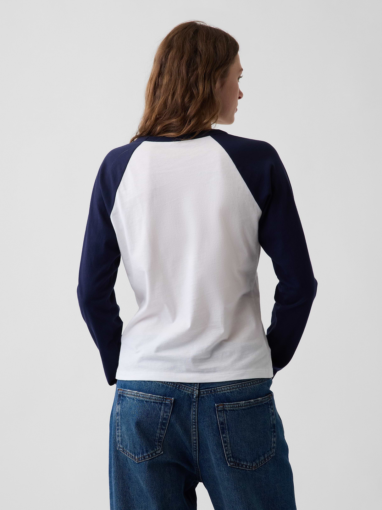 Organic Cotton VintageSoft Raglan T-Shirt - White & navy blue