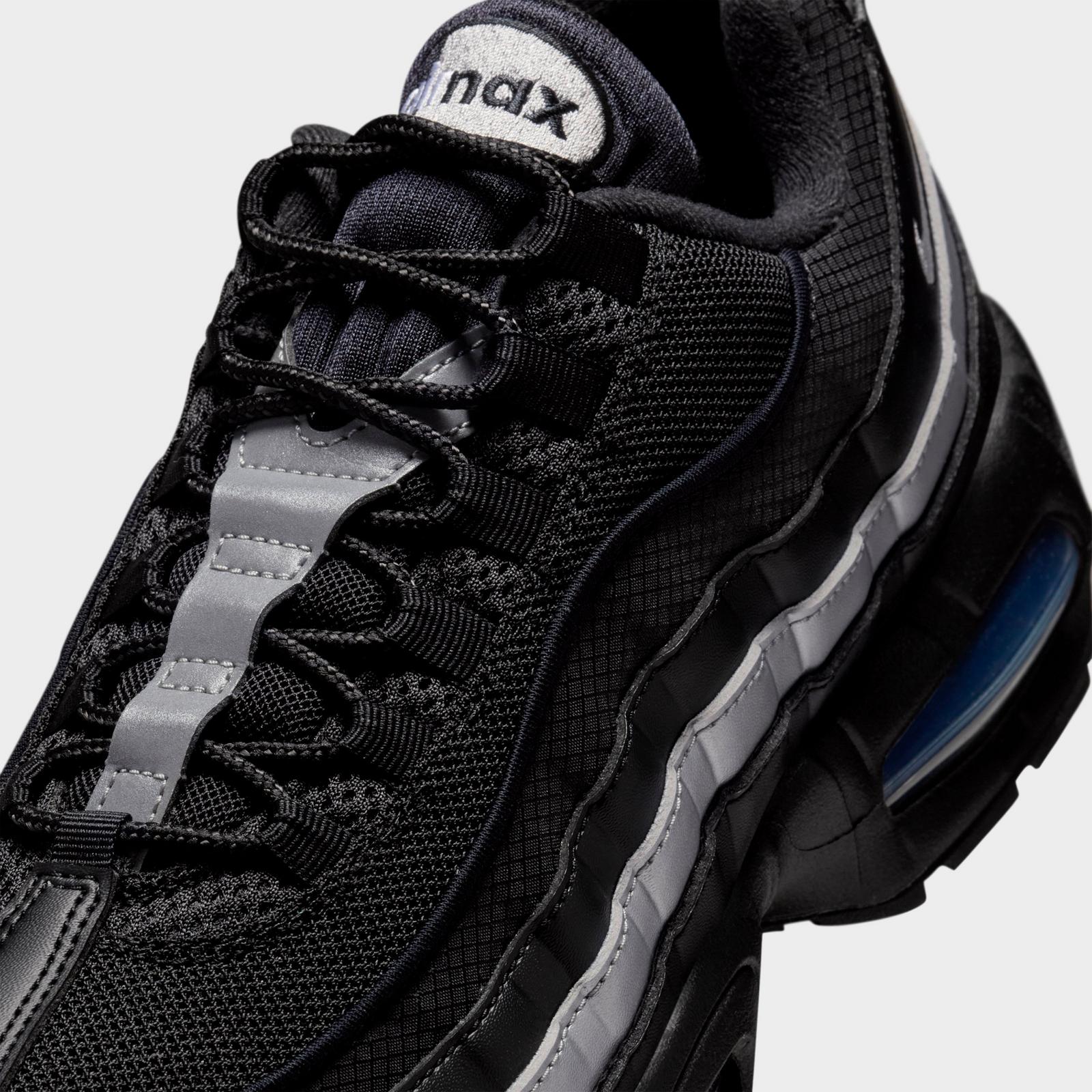 Men's Nike Air Max 95 Big Bubble Casual Shoes - Black/Black/White/Metallic Silver