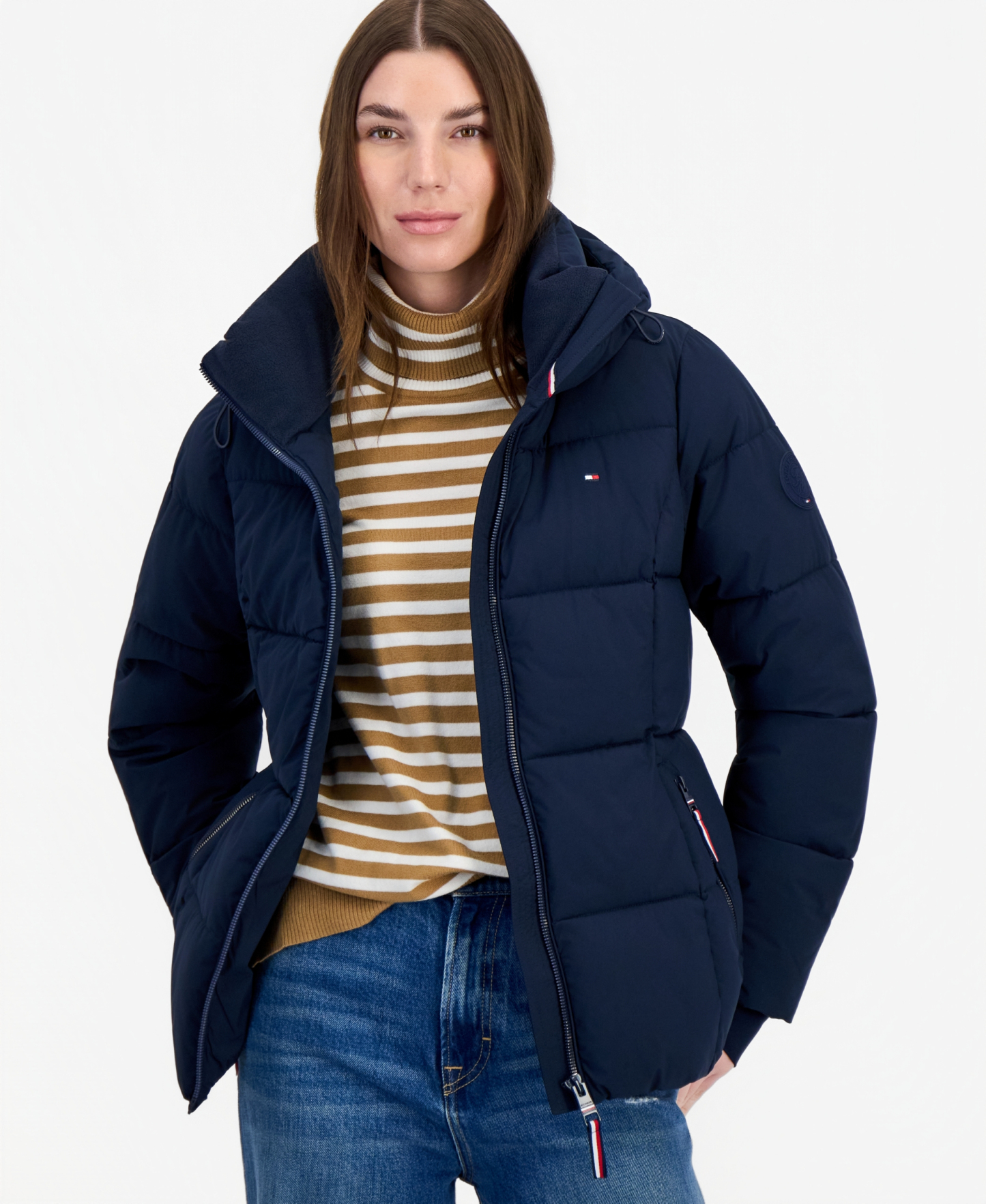 Tommy Hilfiger Women's Short Hooded Puffer Jacket, Created for Macy's - Navy