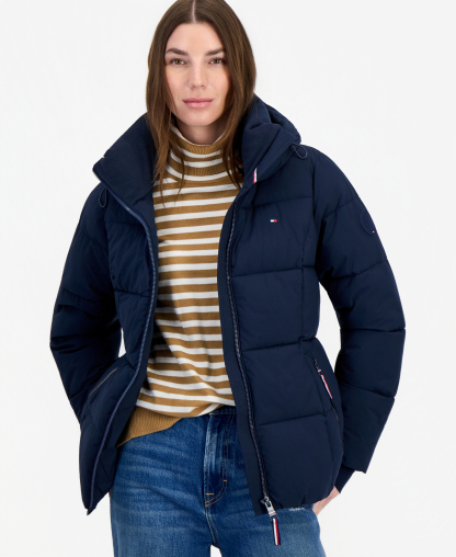 Tommy Hilfiger Women's Short Hooded Puffer Jacket, Created for Macy's - Navy