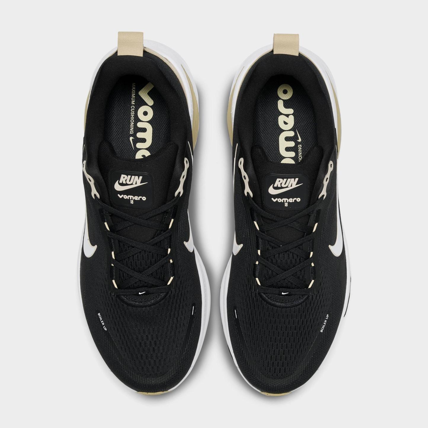 Men's Nithtke Vomero 18 Purdue Boilermakers Running Shoes - Part 1 - Black/White/Team Gold - Top view
