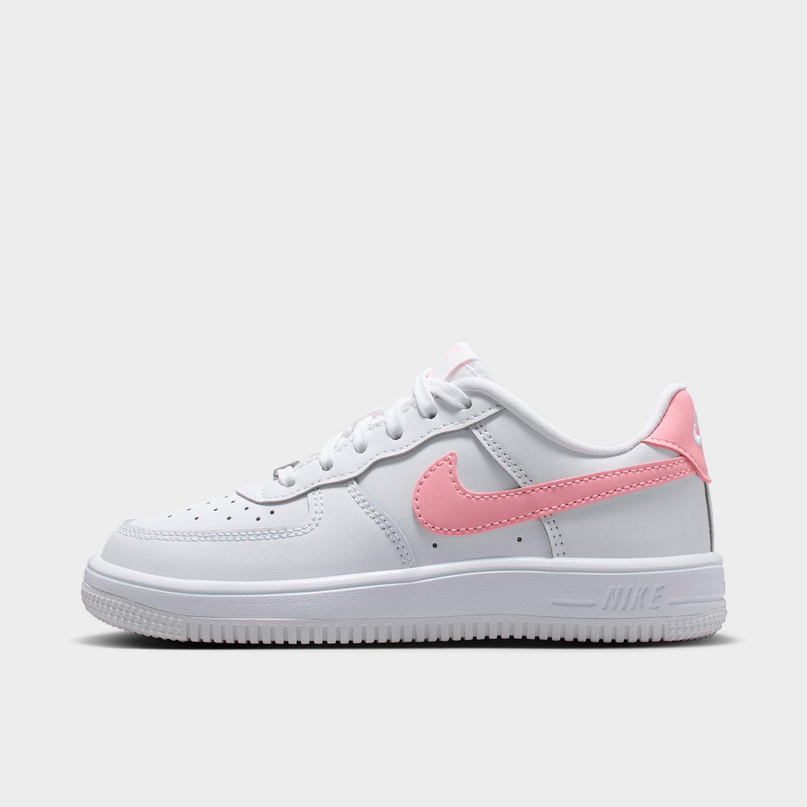 Little Kids' Nike Force 1 Casual Shoes - White/White/Medium Soft Pink