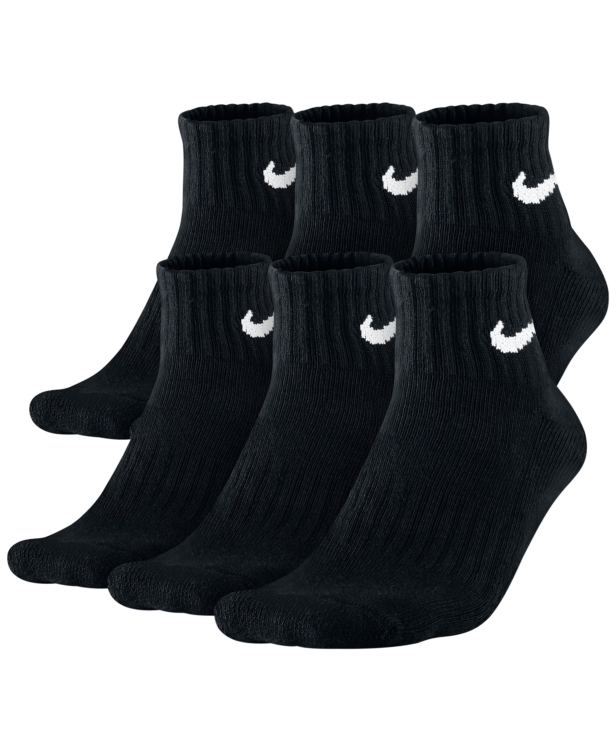 Nike Unisex Quarter Socks, 6-Pack - Black