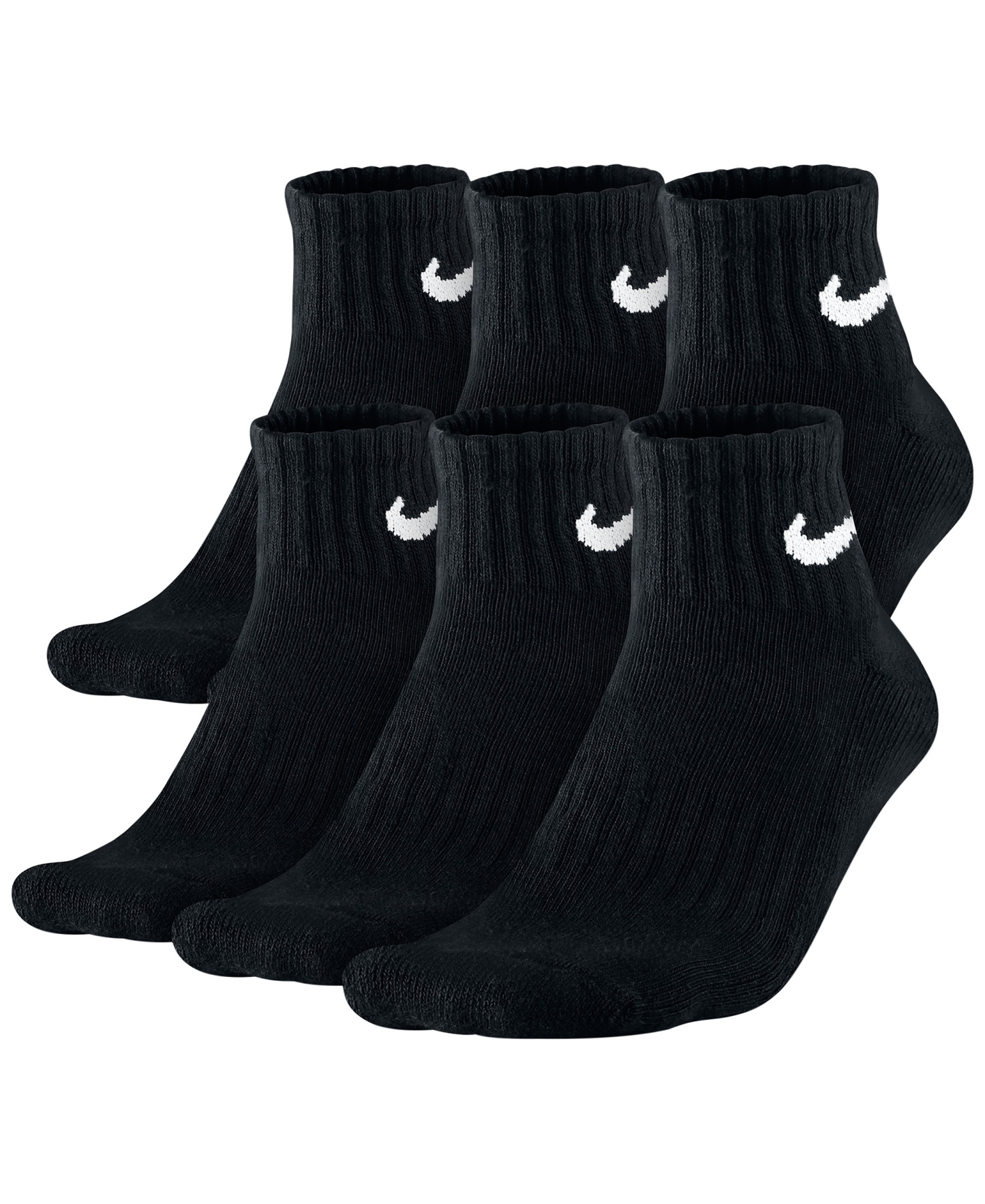 Nike Unisex Quarter Socks, 6-Pack - Black