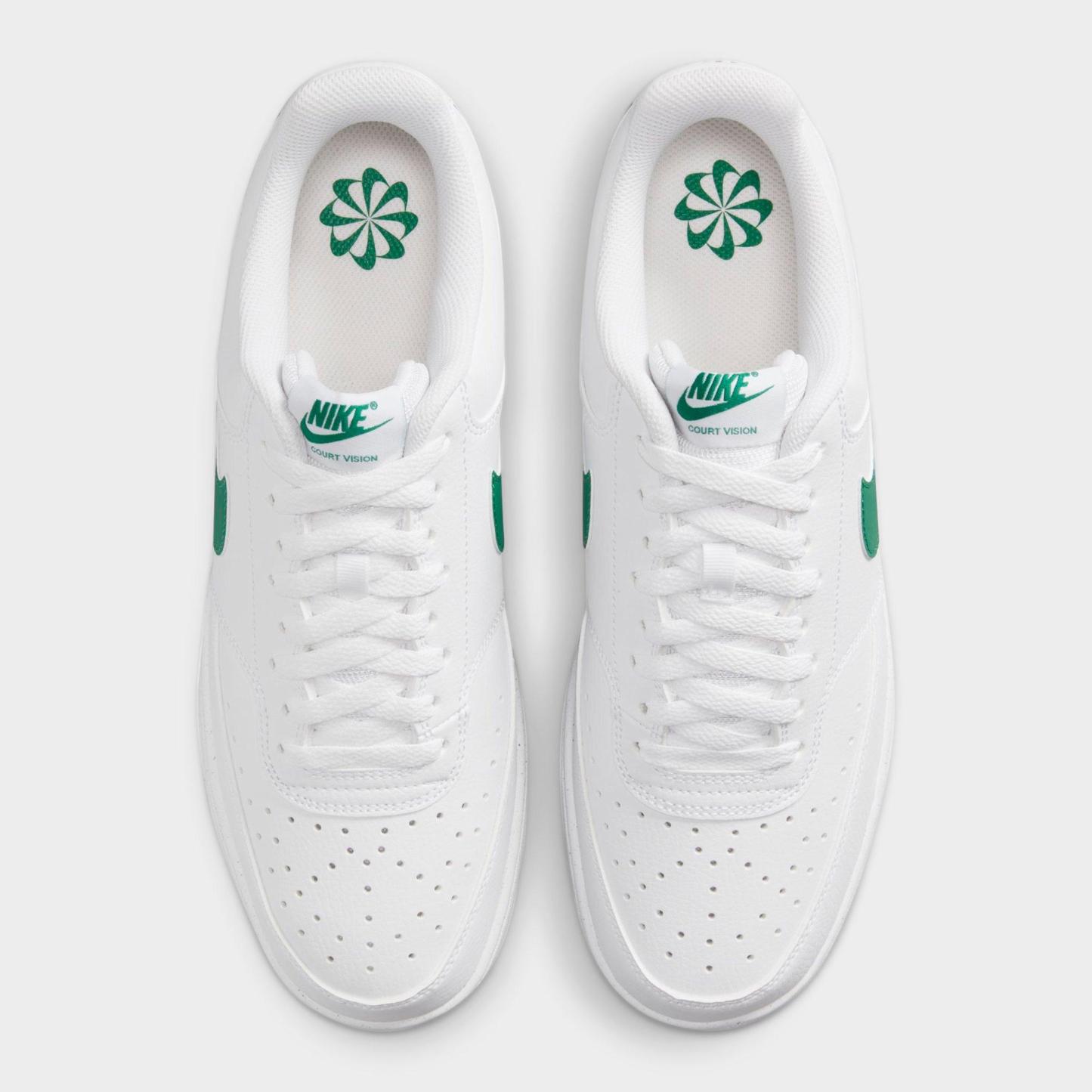Men's Nithtke Court Vision Low Next Nature Casual Shoes - White/White/Malachite - Top view