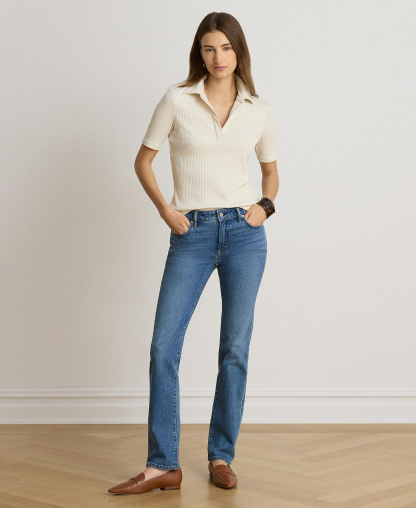 Lauren Ralph Lauren Women's Johnny Collar Polo T-Shirt - Mascarpone Cream