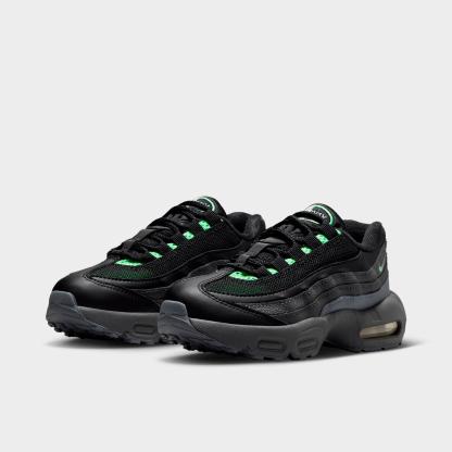 Little Kids' Nithtke Air Max 95 Recraft Casual Shoes - Black/Cool Grey/Iron Grey/Illusion Green - Both shoes facing left