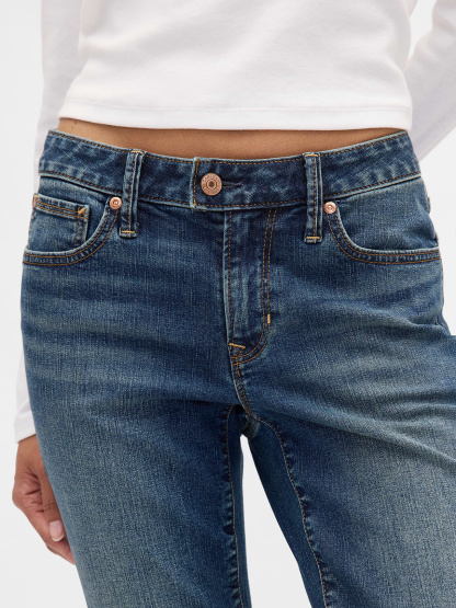 Low Rise Long & Lean Split-Hem Jeans - Vintage blue tint