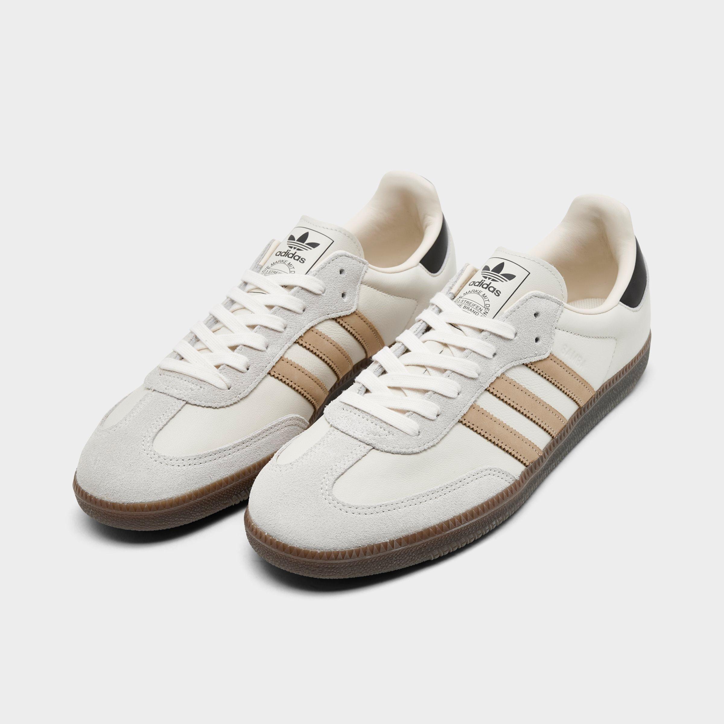 Men's adidas Originals Samba OG Casual Shoes - Part 2 - Chalk White/Magic Beige/Aurora Coffee - Both shoes facing left