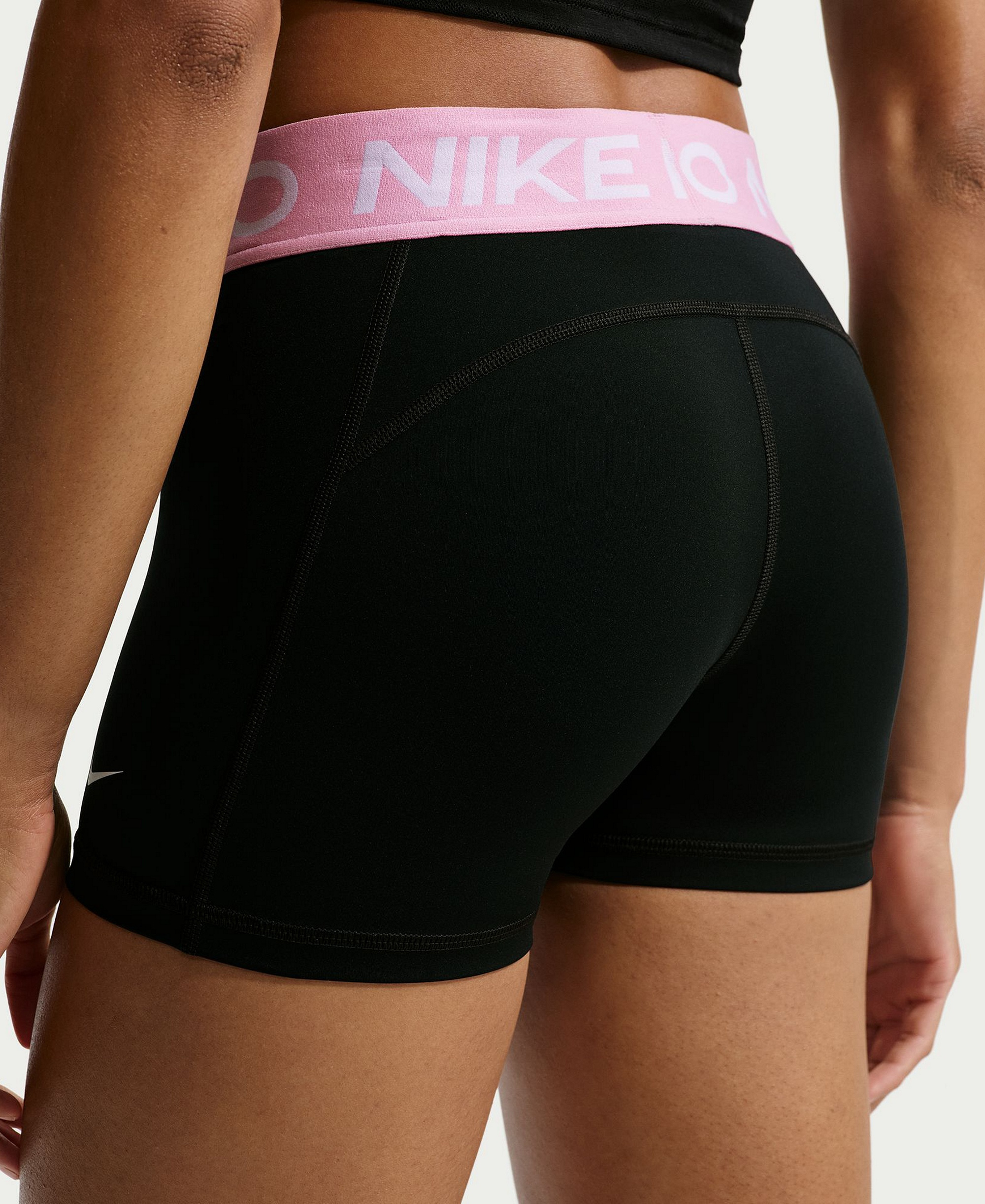 Nike Women's Mid-Rise Biker Shorts - Black/Pink Rise/white