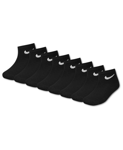 Nike Boys' and Girls' 5-7 Ankle Socks, 8-Pack - Black