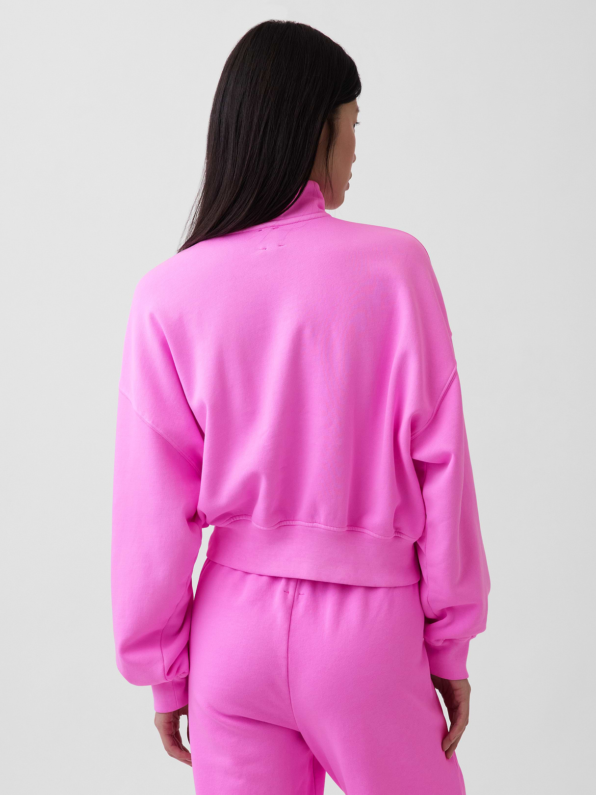 VintageSoft Oversized Half-Zip Wedge Pullover - Sugar plum neon pink
