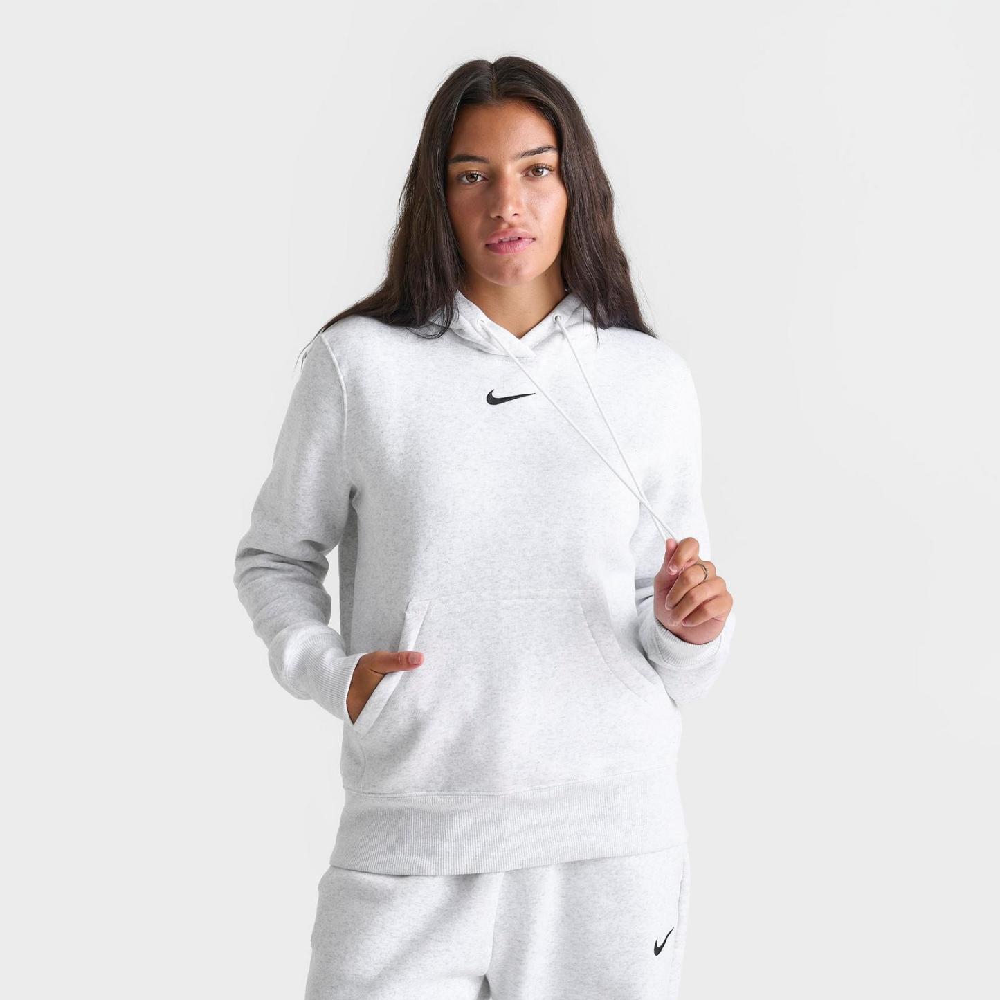 Women's Nike Sportswear Phoenix Fleece Pullover Hoodie - Birch Heather/Black