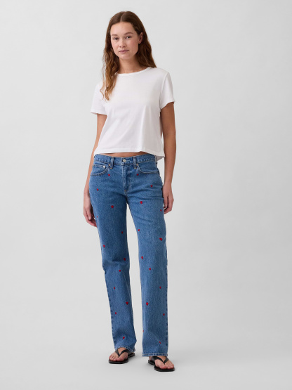 Mid Rise Relaxed Straight Jeans - Medium wash