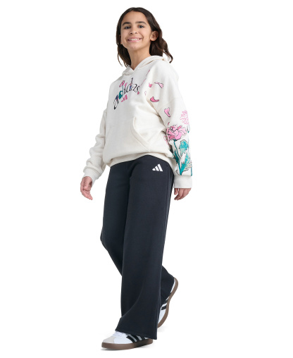 adidas Girls' 8-16 Wide Leg Fleece Pants - Black