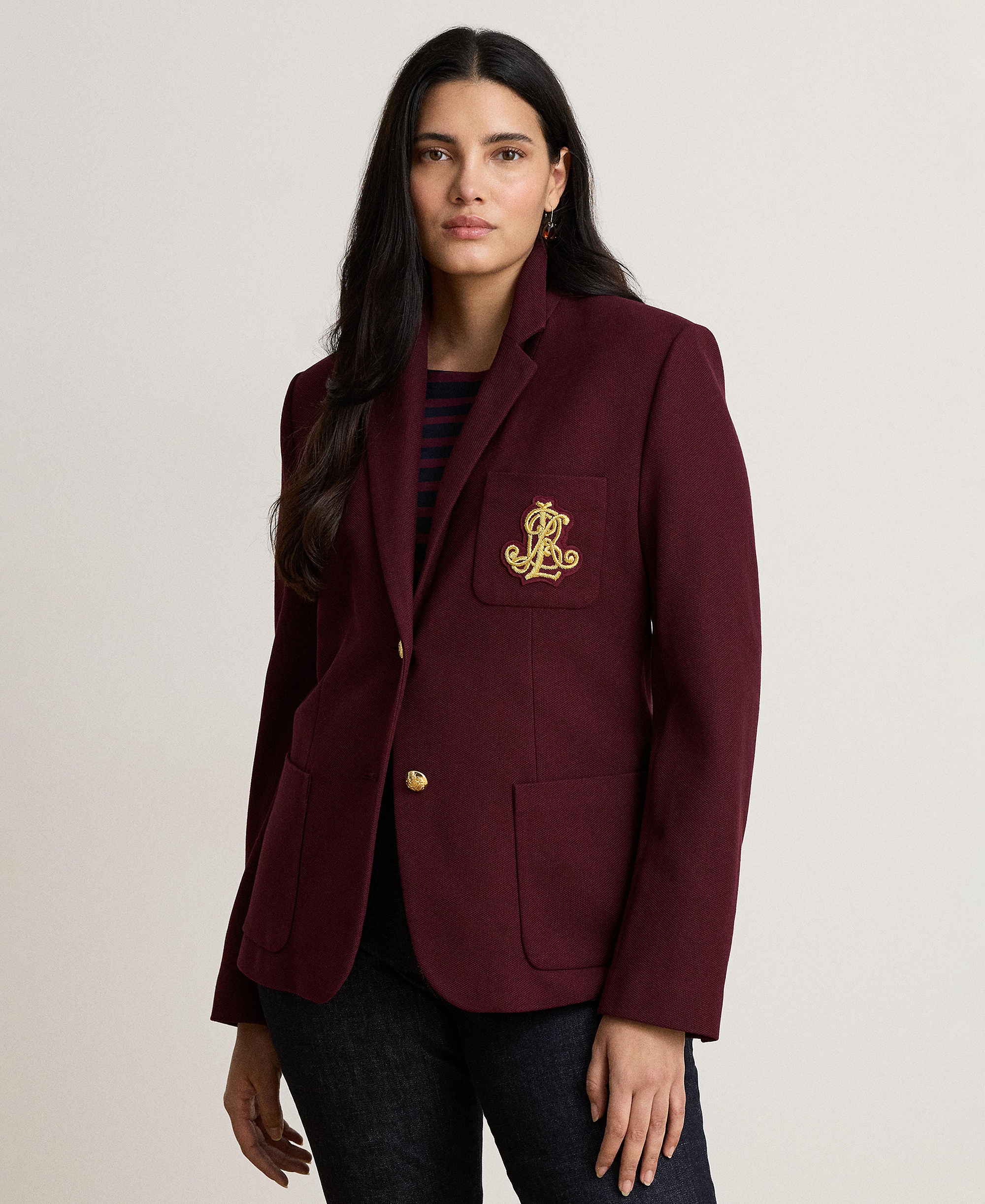 Lauren Ralph Lauren Bullion Jacquard Blazer - Dark Garnet