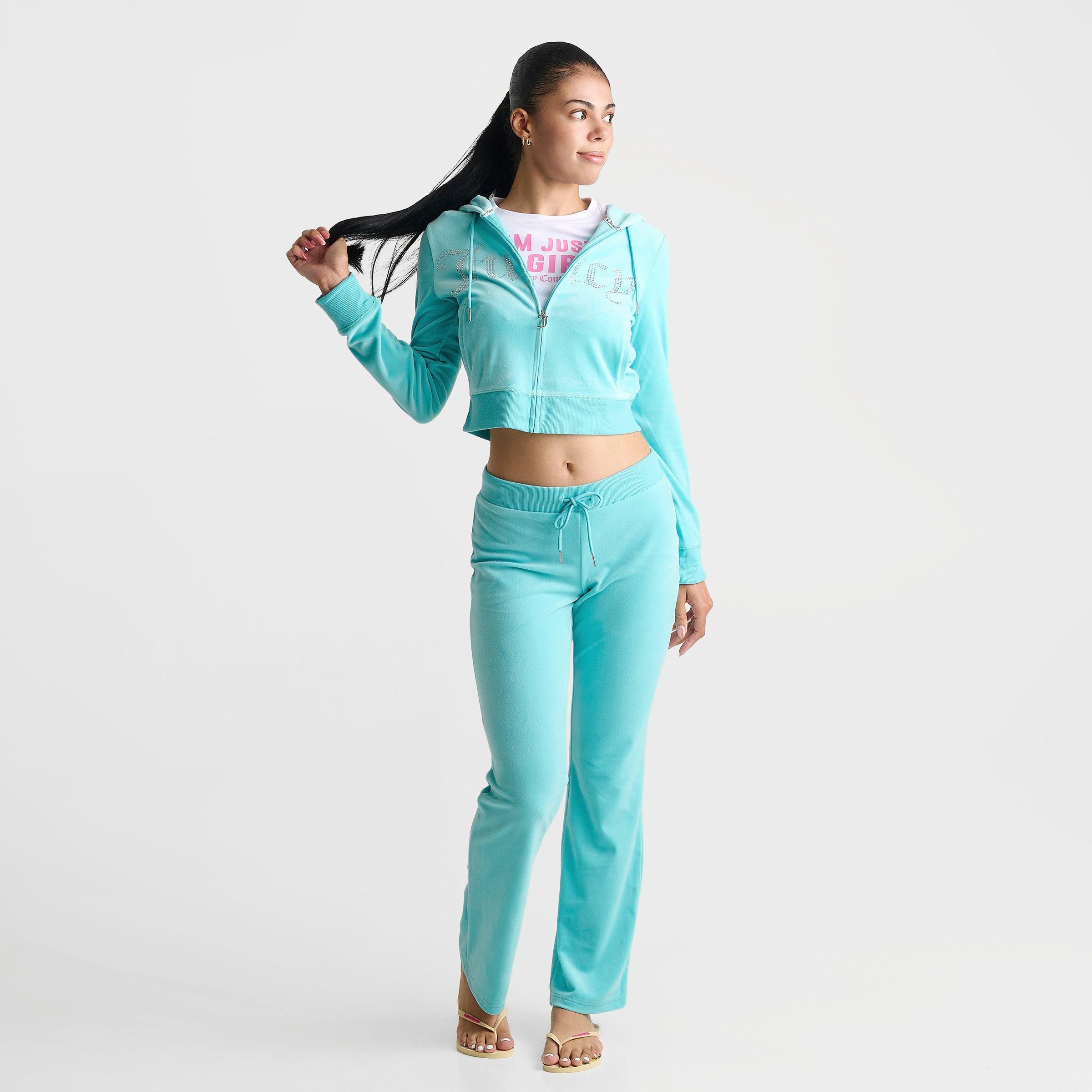 Women's Juicy Couture Bling Front Leopard Print Full-Zip Hoodie - Teal